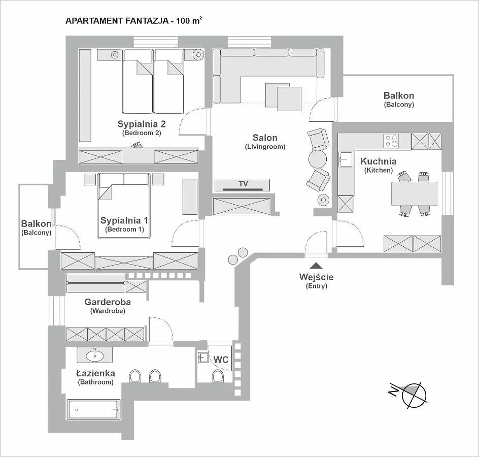 Sanhaus Apartments - Fantazja - Apartament Z Dwoma Balkonami - 100 M2 Sopot